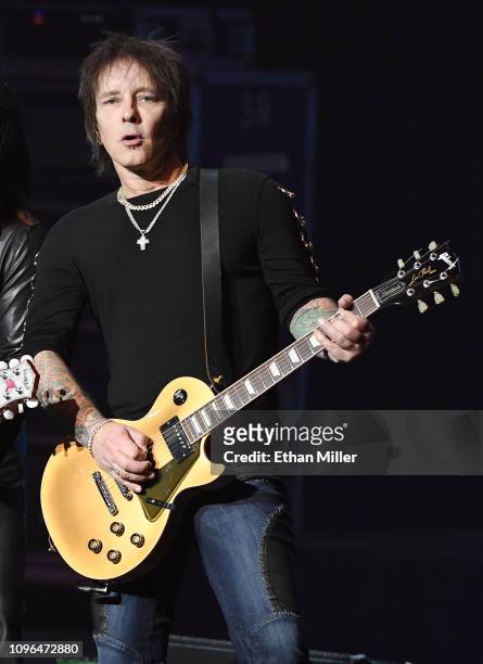 Guitarist Billy Morrison performs during the kickoff of Billy Idol's 10-show residency "Billy Idol: Las Vegas 2019" at The Pearl concert theater at...