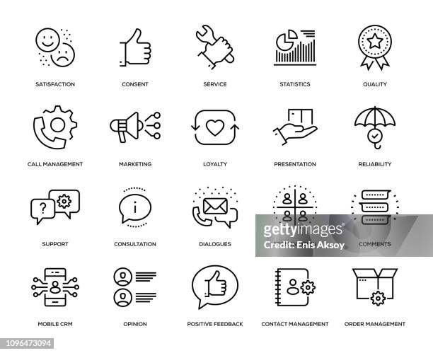 customer relationship management icon set - customer support icon stock illustrations