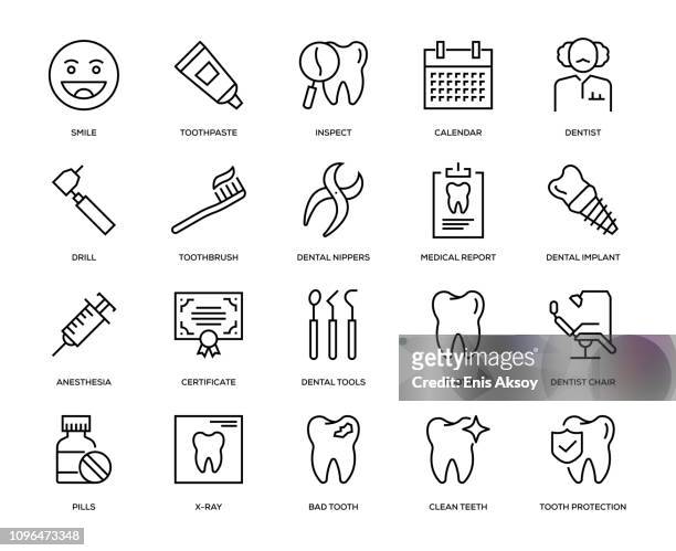 dental icon set - toothbrush stock illustrations