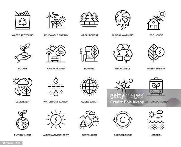 ökologie-icon-set - ozonschicht stock-grafiken, -clipart, -cartoons und -symbole