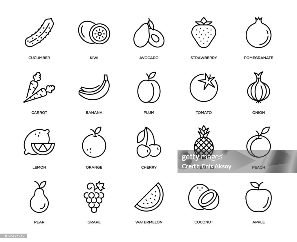 Fruits et légumes Icon Set
