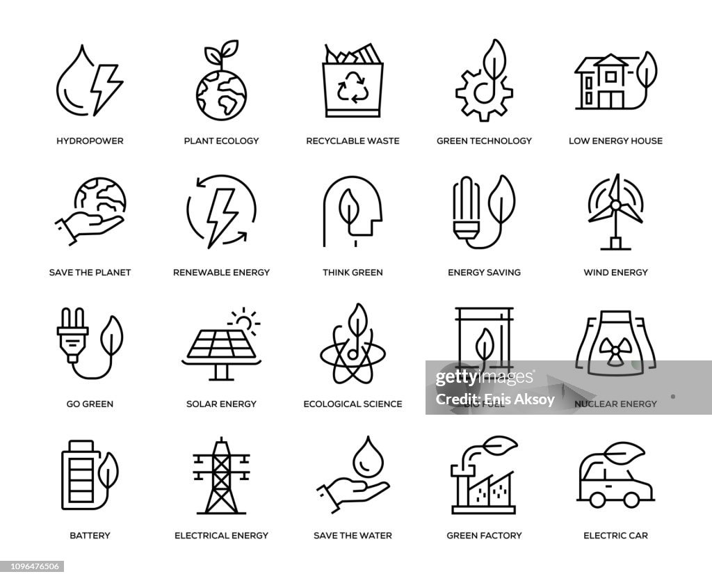 Conjunto de iconos de la energía verde