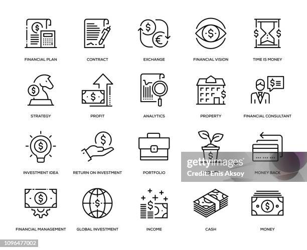 investment icon set - financial occupation stock illustrations