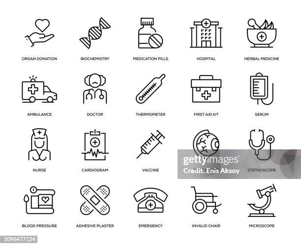 ilustraciones, imágenes clip art, dibujos animados e iconos de stock de conjunto de iconos médicos - centre médical