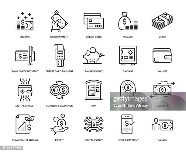 money icon set - bureau de change stock illustrations