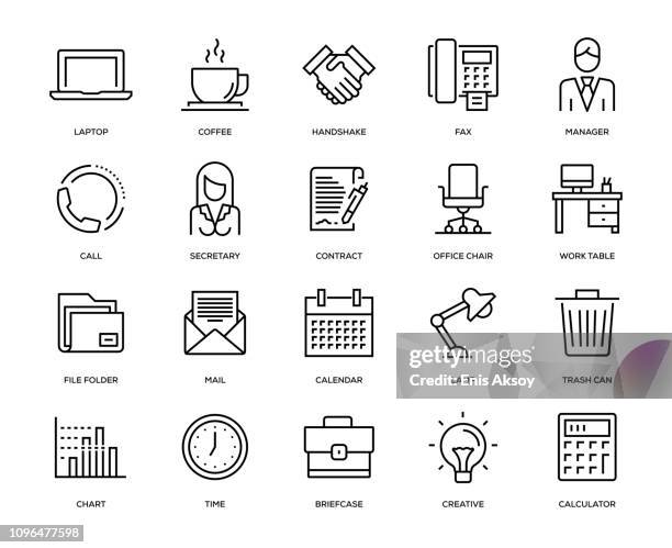 stockillustraties, clipart, cartoons en iconen met kantoor en werkplek icon set - secretary of defense mattis travels to croatia