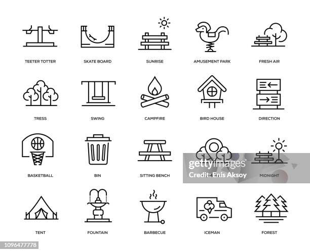 illustrations, cliparts, dessins animés et icônes de parc icon set - meadow stock