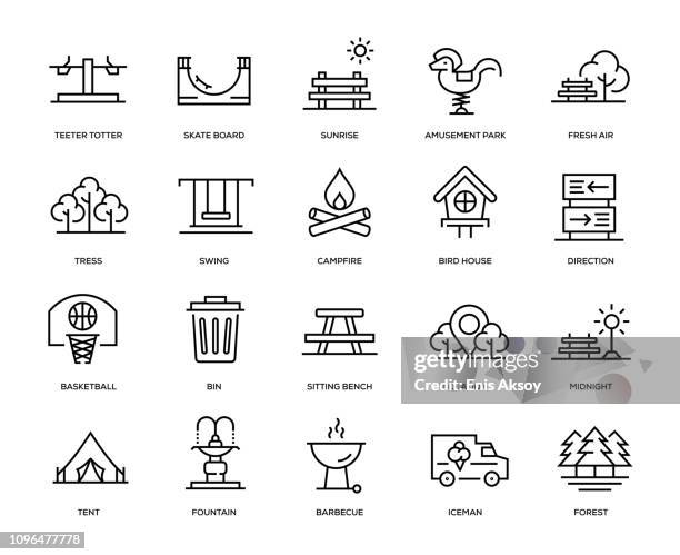 stockillustraties, clipart, cartoons en iconen met park icon set - beschermd natuurgebied