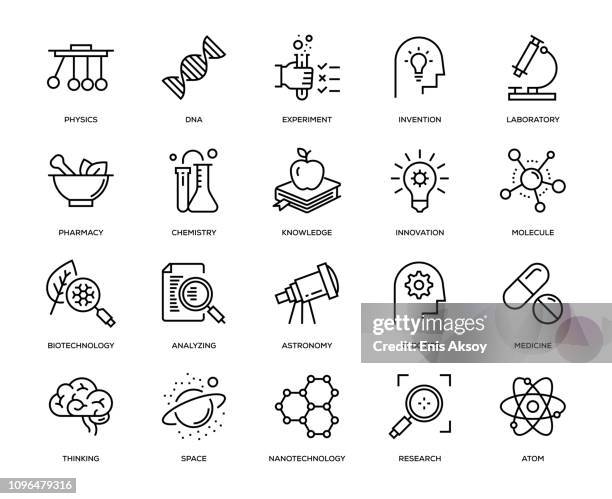 science icon set - discovery stock illustrations