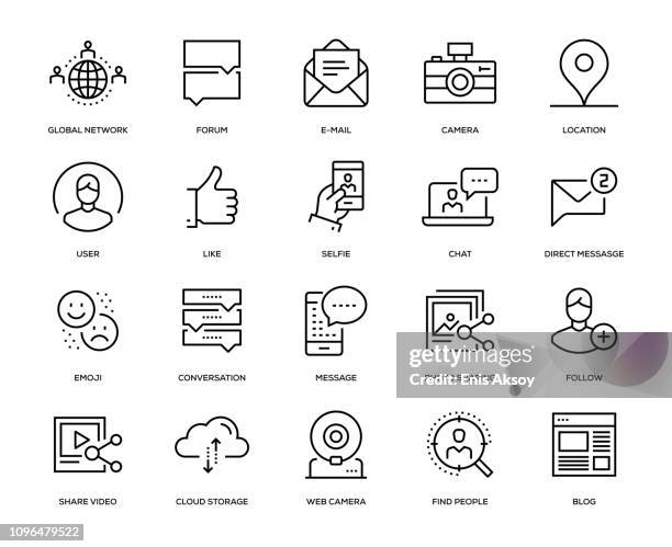 stockillustraties, clipart, cartoons en iconen met sociale media icon set - media_(communication)