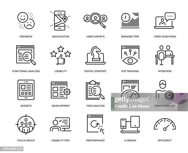 user experience icon set - using computer stock illustrations