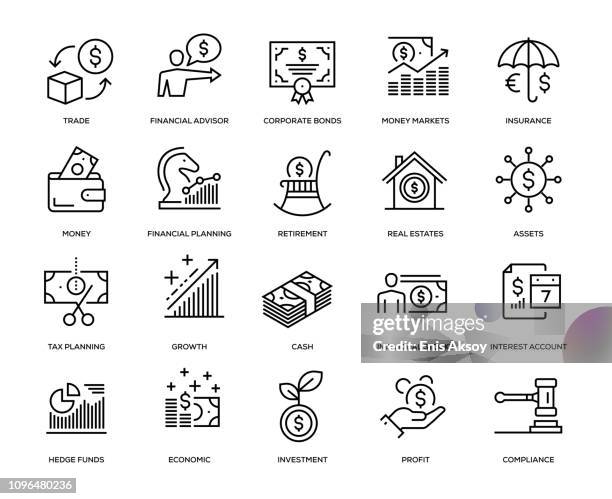 wealth-management-icon-set - handel treiben stock-grafiken, -clipart, -cartoons und -symbole