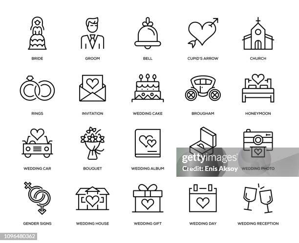 wedding icon set - bunch stock illustrations