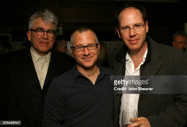 Ron Yerxa, Tom Perrotta and Albert Berger during Todd Field and Tom Perrotta Sign "Little Children: The Shooting Script" at Book Soup in West...