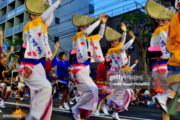 koenji awa dance festival, tokyo - japanese culture on show at hyper japan stock pictures, royalty-free photos & images