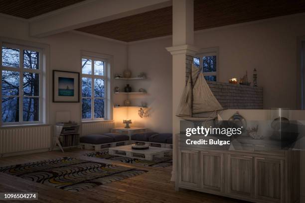 intérieur sur le thème nautique - pénombre photos et images de collection
