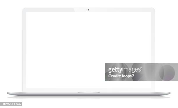 widescreen modern notebook on white - white colour stock illustrations