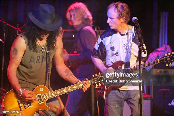 Slash and Robby Krieger of The Doors during The Doors 40th Anniversary Celebration - Show and Backstage at Whisky A Go Go in Hollywood, California,...