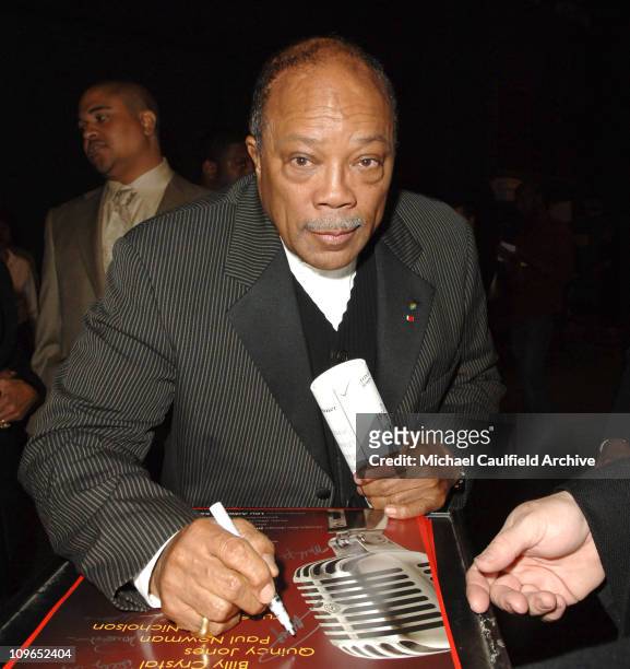 Quincy Jones during Singers and Songs Celebrate Tony Bennett's 80th to Benefit Paul Newman's Hole in the Wall Camps - Backstage and Audience at Kodak...