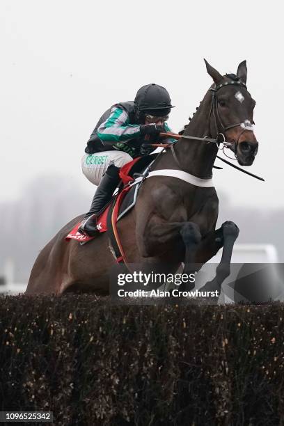 Nico de Boinville riding Altior clear the last to win The Matchbook Clarence House Chase at Ascot Racecourse on January 19, 2019 in Ascot, England.