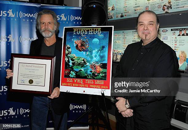 Musician Bob Weir and Artist Ioannis attend the T.J. Martell Foundation's commemorative plaque presentation to Bob Weir in appreciation of his...