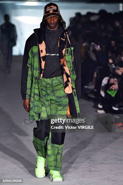 Model walks the runway during the Andrea Crews Menswear Fall/Winter 2019-2020 show as part of Paris Fashion Week on January 19, 2019 in Paris, France.