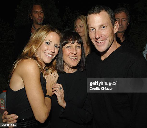 Sheryl Crow, Lisa Robinson and Lance Armstrong during Sheryl Crow "Wildflower" Release Party Co-Hosted by AOL at Private Residence in New York City,...