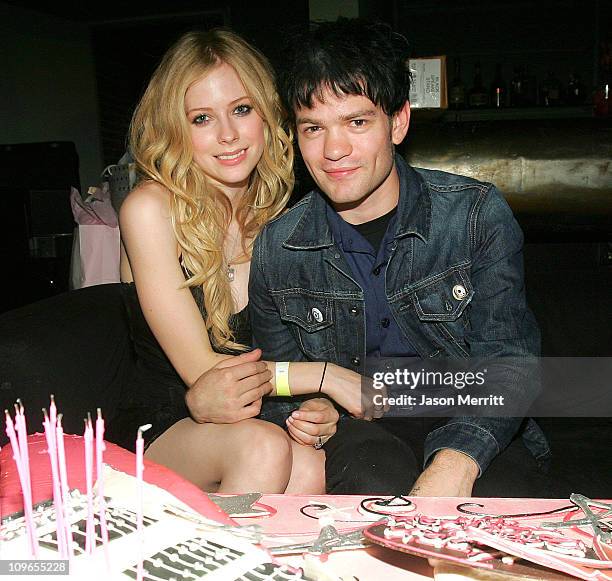 Avril Lavigne and Deryck Whibley during Avril Lavigne Birthday Party at Element in Los Angeles, California, United States.