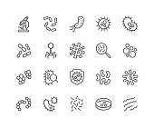 Line Bacteria Icons