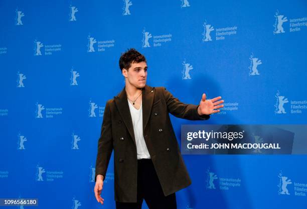 German actor Jonas Dassler poses during a photocall for the film "The golden glove" presented in competition at the 69th Berlinale film festival on...