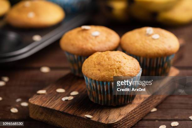oat banana muffins - muffin stock pictures, royalty-free photos & images
