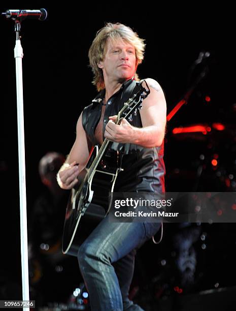Jon Bon Jovi performs during "The Circle World Tour" at New Meadowlands Stadium on May 26, 2010 in East Rutherford, New Jersey.