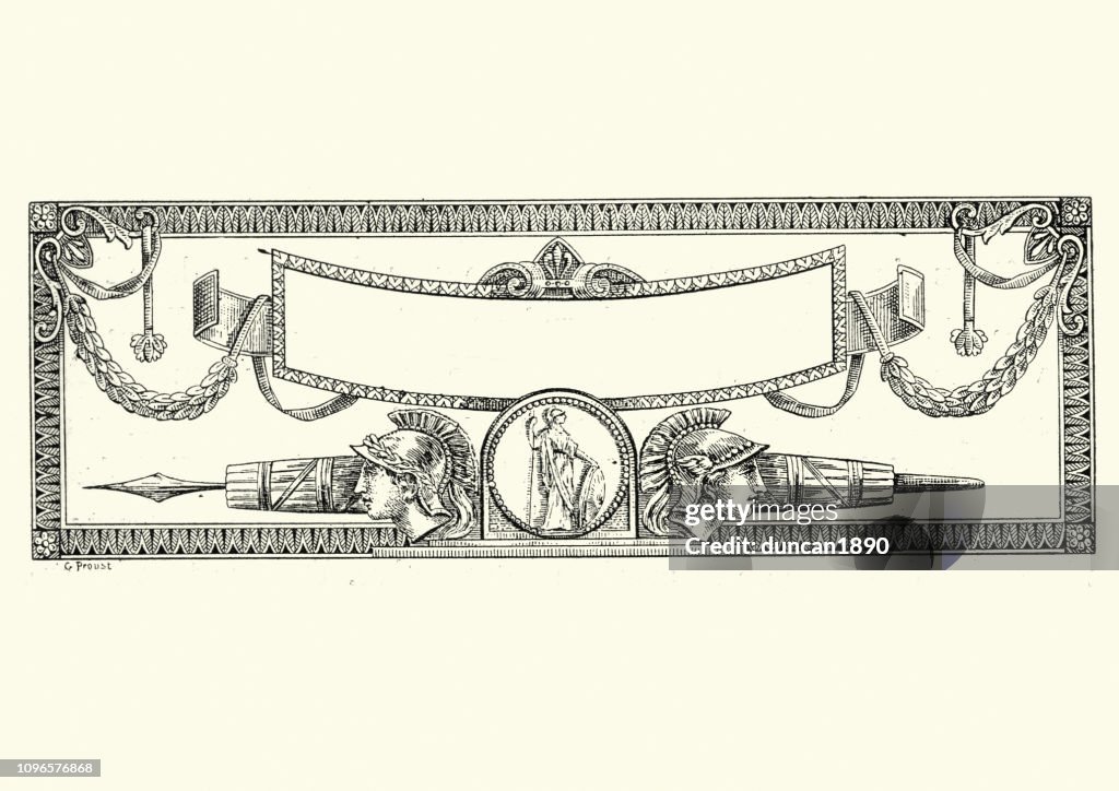 Neo classical Roman style title border, 19th Century