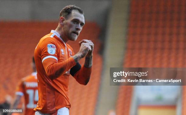 Blackpool's Harry Pritchard celebrates scoring his side's second goal during the Sky Bet League One match between Blackpool and Walsall at Bloomfield...