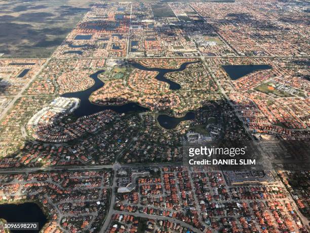 An Aerial view of Kendall, South West of Miami Florida pictured on February 7, 2019