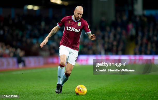 Alan Hutton of Aston Villa during the Sky Bet Championship match between Aston Villa and Hull City at Villa Park on January 19, 2019 in Birmingham,...