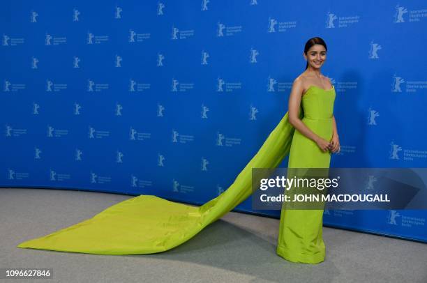 British actress Alia Bhatt poses at a photocall for the film "Gully boy" presented in the special gala section at the 69th Berlinale film festival on...