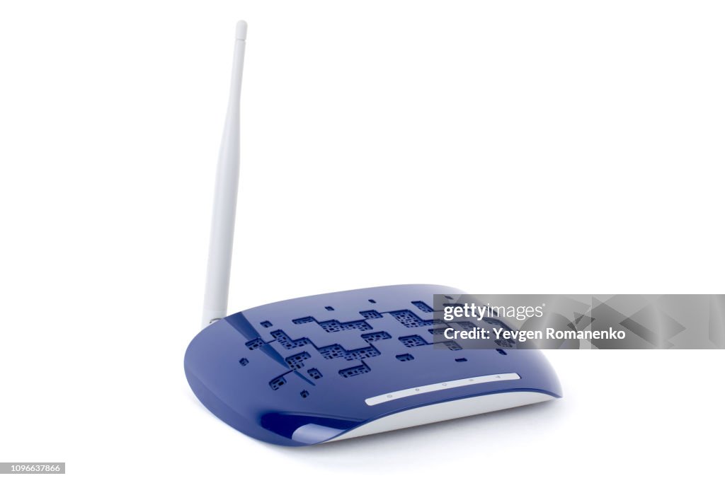 Navy Blue Router Blue Wifi Router On A White Background High-Res Stock Photo - Getty Images