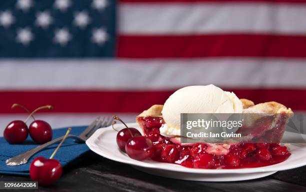 cherry pie a la mode - cherry pie stock pictures, royalty-free photos & images