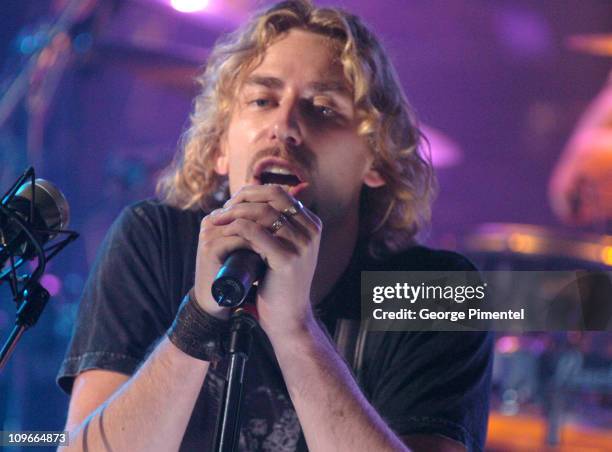 Chad Kroeger of Nickelback during Nickelback Visits MuchMusic Studios During Their Canadian Tour - October 13, 2005 at CHUM CITY TV Building in...