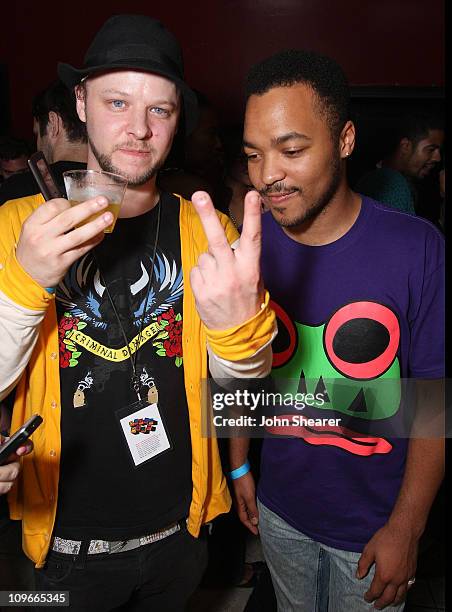 James Rushent and Morgan Quaintance of Does it offend you, yeah? attend Late Night Rehearsals by Belvedere - featuring Bloc Party, Does it offend...