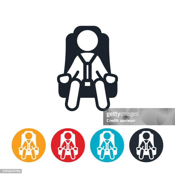 illustrazioni stock, clip art, cartoni animati e icone di tendenza di icona seggiolino auto bambino in auto - seat belt