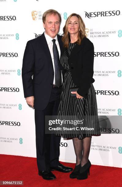 Brad Bird and Elizabeth Canney attend the Nespresso British Academy Film Awards nominees party at Kensington Palace on February 9, 2019 in London,...