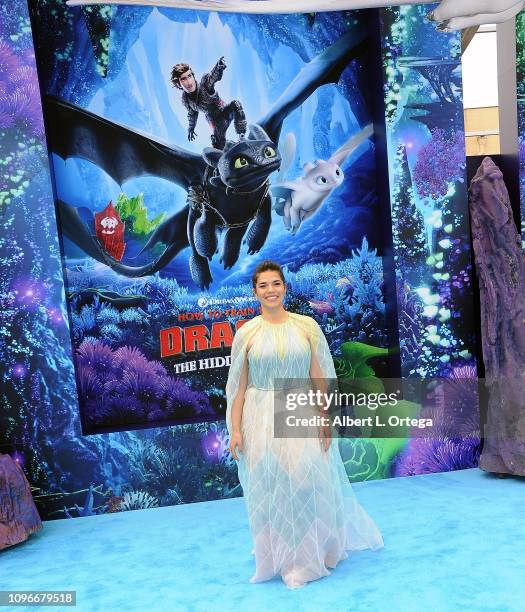 Actress America Ferrera arrives for Universal Pictures And DreamWorks Animation Premiere Of "How To Train Your Dragon: The Hidden World" held at...