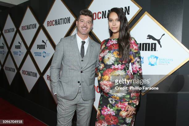 Robin Thicke and April Love Geary attends 2019 Roc Nation THE BRUNCH on February 9, 2019 in Los Angeles, California.