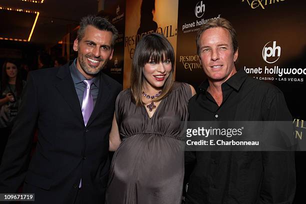 Oded Fehr, Milla Jovovich and Linden Ashby at the World Premiere of Screen Gems "Resident Evil: Extinction" at Planet Hollywood Resort and Casino on...