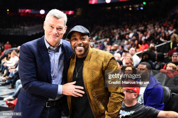 Hawks owner Antony Ressler and Producer Will Packer attend Atlanta Hawks Vs. Boston Celtics game in partnership with 'What Men Want' at State Farm...