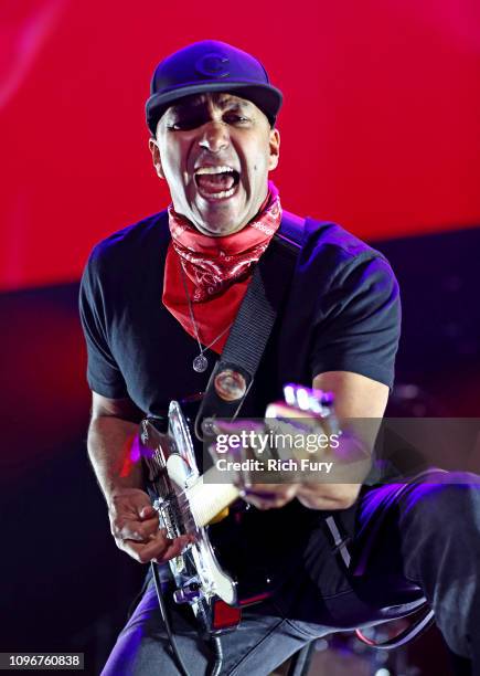 Tom Morello performs on stage during 2019 iHeartRadio ALTer Ego at The Forum on January 19, 2019 in Inglewood, California.