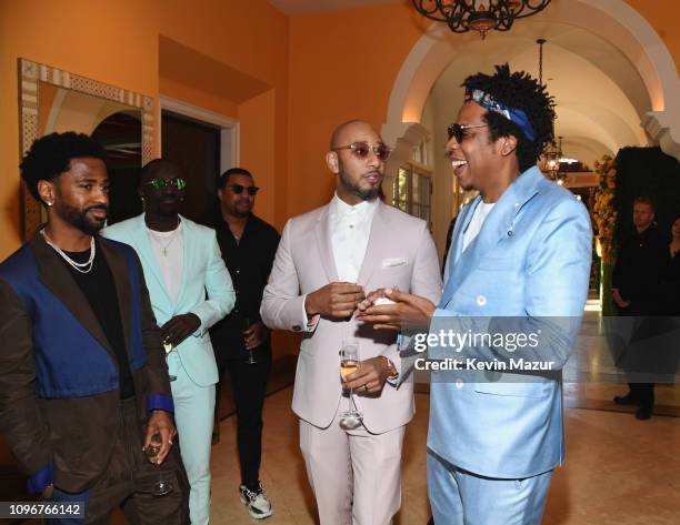 Big Sean , Swizz Beatz and Jay-Z attend 2019 Roc Nation THE BRUNCH on February 9, 2019 in Los Angeles, California.