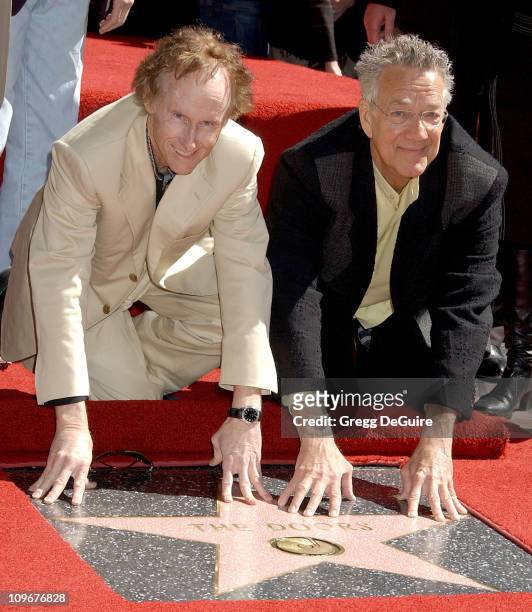 Robby Krieger and Ray Manzarek of The Doors during The Doors Celebrate 40th Anniversary with a Star on the Hollywood Walk of Fame at Hollywood Blvd....